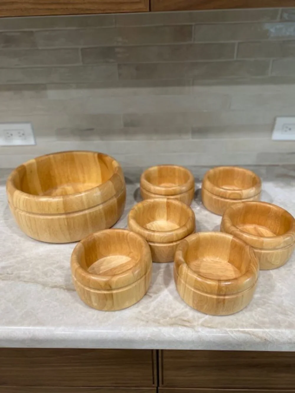 Vintage Williams Sonoma Wooden Salad Bowl Set